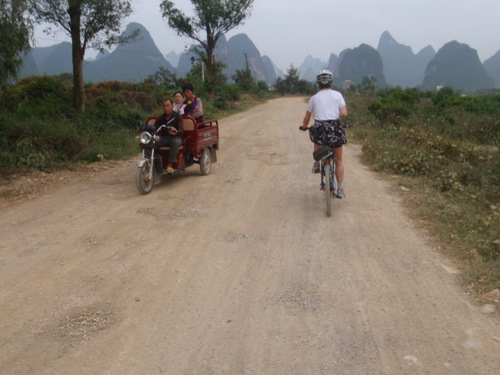 Mountain views and touring China by bicycle.